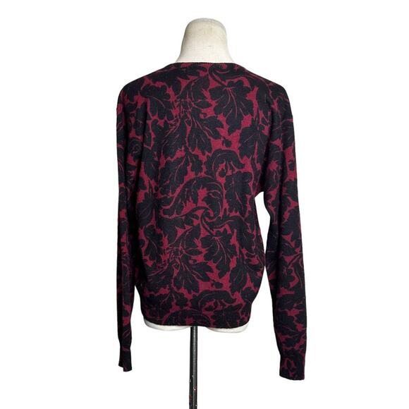 Jones New York red black floral long sleeves sweater size Large - Picture 2 of 7